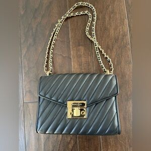 Michael Kors Black and Gold Quilted Crossbody Bag